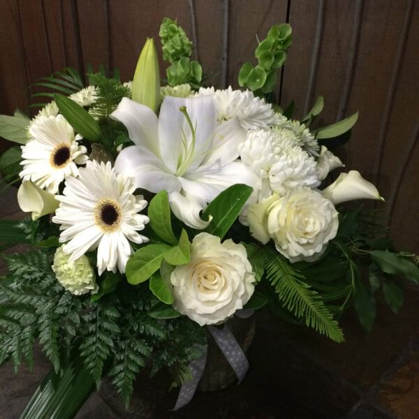 Fishbowl Arrangement Creams & Greens Deluxe