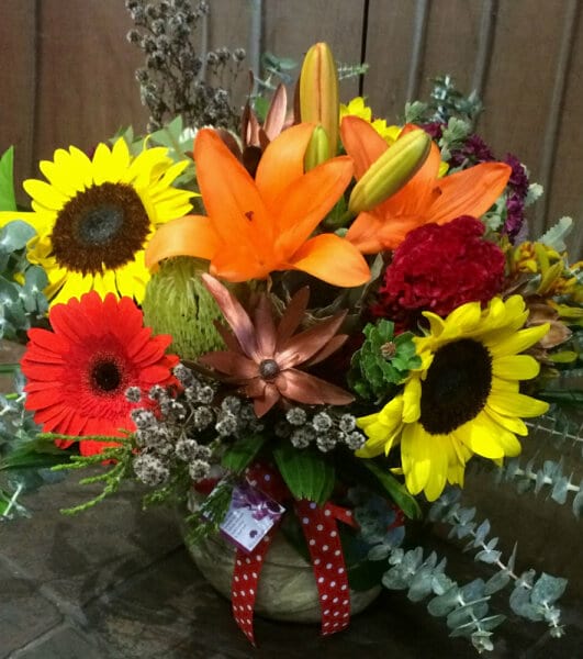 Fishbowl Arrangement Autumn Tones Classic