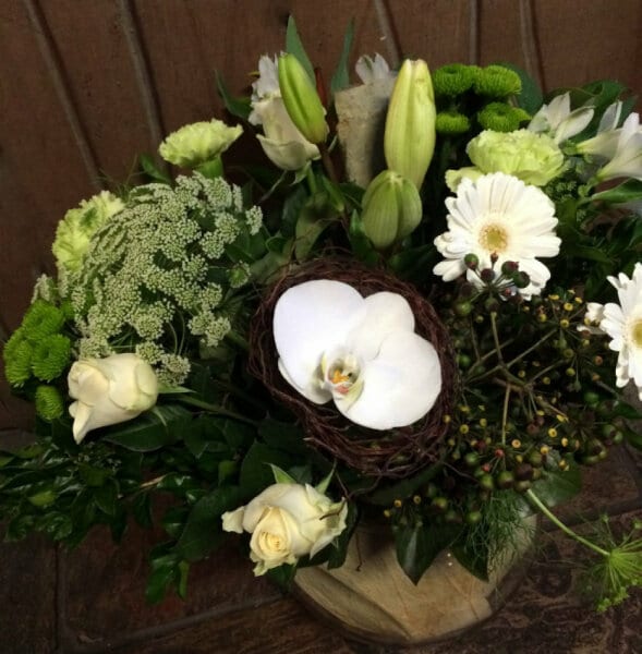 Fishbowl Arrangement Whites & Greens Classic
