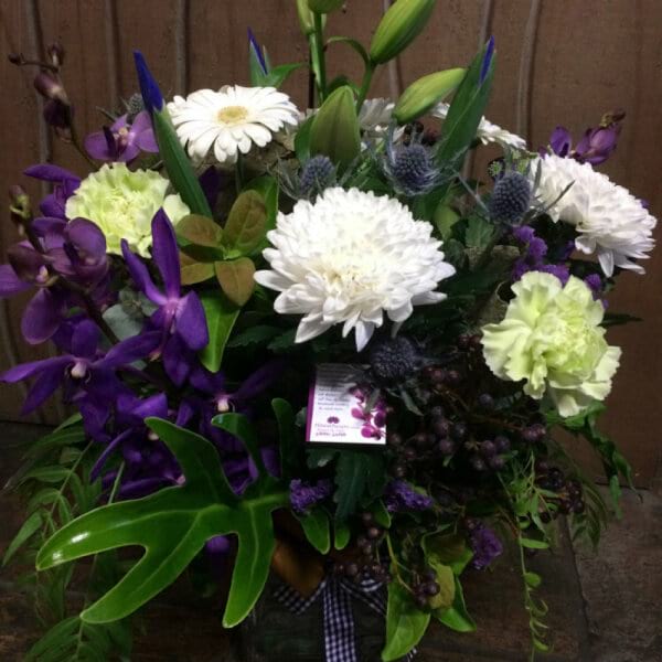 Fishbowl Arrangement Purple Tones Classic