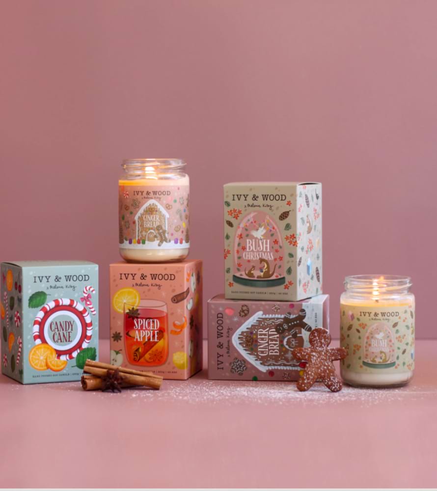 Ivy and Wood Christmas Candles